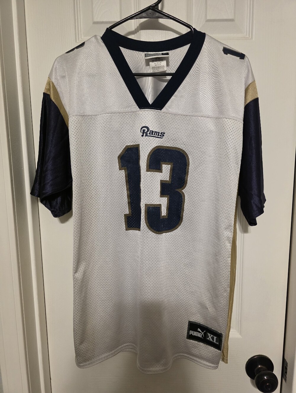 Puma White Navy & Gold Rams #13 Football Jersey
